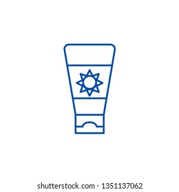 Sunscreen cream line icon concept. Sunscreen cream flat  vector symbol, sign, outline illustration.