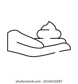 sunscreen cream on hand line icon vector. sunscreen cream on hand sign. isolated contour symbol black illustration