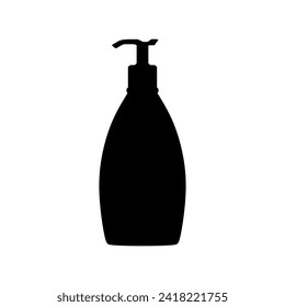 Sunscreen cream pump bottle in silhouette icon vector illustration. Trendy style summer vacation graphic resources for many purposes.