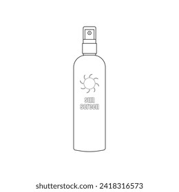 Sunscreen cream spray bottle in outline sketch icon vector illustration. Trendy style summer vacation graphic resources for many purposes.