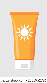 sunscreen cream with sun on it vector illustration, spf