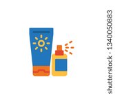Sunscreen cream tube flat icon, vector sign, Sun protection cosmetics colorful pictogram isolated on white. Symbol, logo illustration. Flat style design