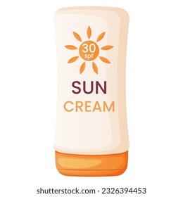Sunscreen cream in a tube. Sun protection cosmetics.