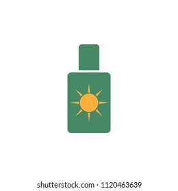 Sunscreen cream in tube symbol. Protection for the skin from solar ultraviolet light. Flat icon. Vector illustration isolated on white background