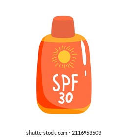 Sunscreen cream in tube symbol. Protection for the skin from solar ultraviolet light. Flat icon. Vector illustration isolated on white background