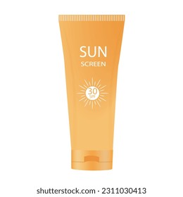 Sunscreen Cream in tube . Vector illustration isolated on white background