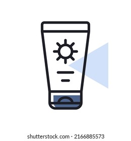 Sunscreen cream in tube vector isolated icon. Summer sign. Graph symbol for travel and tourism web site and apps design, logo, app, UI