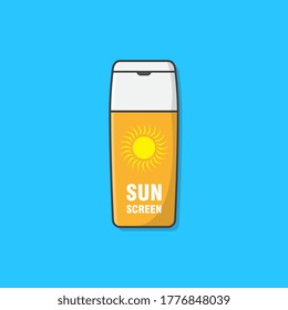 Sunscreen Cream Vector Icon Illustration. Sun Protection Cosmetic Product. Concept Of Summer Holiday. Sunblock Lotions. Skincare
