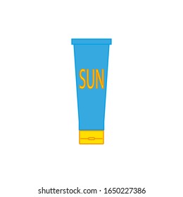 sunscreen cream, vector icon on white background