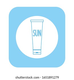 crema de protector solar, icono vector sobre fondo blanco
