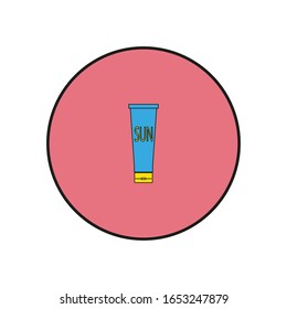 Sonnencreme, Vektorillustration-Symbol auf weißem Hintergrund