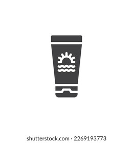 Sunscreen cream vector icon. SPF lotion filled flat sign for mobile concept and web design. Sunblock cosmetics glyph icon. Symbol, logo illustration. Vector graphics