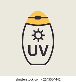 Sunscreen cream vector icon. Summer sign. Graph symbol for travel and tourism web site and apps design, logo, app, UI