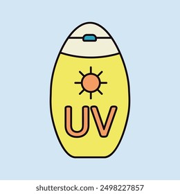 Icono de Vector de crema solar. Signo de verano. Símbolo del gráfico para el diseño del Sitio web y de los App del viaje y del turismo, logotipo, App, UI