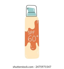 Protector solar. Diferentes tipos de cosméticos de protección solar. Spray, loción, tubos, palo. Conjunto de objetos aislados de Vector. Protector solar hidratante, bloqueador solar, protección de la piel y los rayos UV que bloquean el concepto.