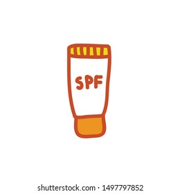 sunscreen doodle icon, vector illustration