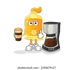 the sunscreen drinking coffee illustration. character vector