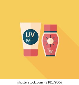 Sunscreen flat icon with long shadow