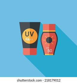 Sunscreen flat icon with long shadow