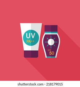 Sunscreen flat icon with long shadow