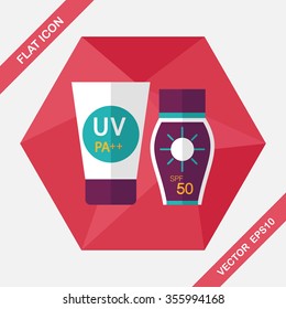 Sunscreen flat icon with long shadow