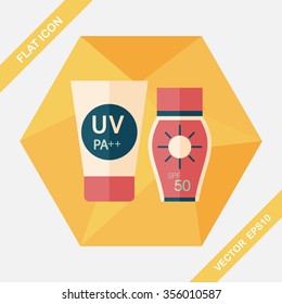 Sunscreen flat icon with long shadow