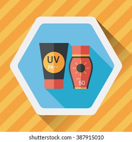 Sunscreen flat icon with long shadow