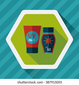 Sunscreen flat icon with long shadow