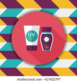 Sunscreen flat icon with long shadow