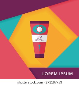 Sunscreen flat icon with long shadow,eps10