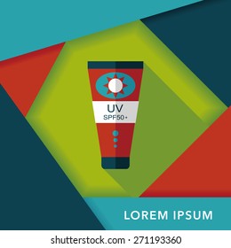 Sunscreen flat icon with long shadow,eps10