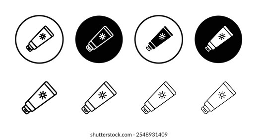 Sonnenschutzsymbol Schwarz-weißer Umrissvektor