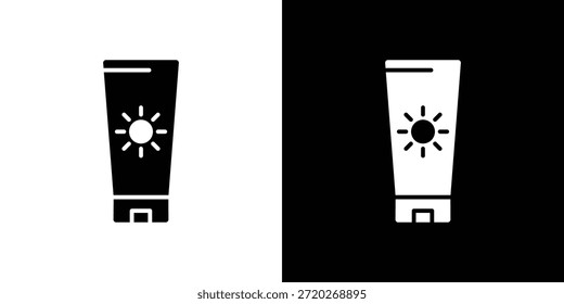 Icono de protector solar. Icono de diseño plano simple en blanco y negro