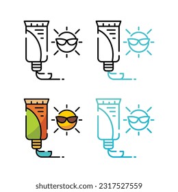 Diseño de iconos de pantalla solar en cuatro colores de variación