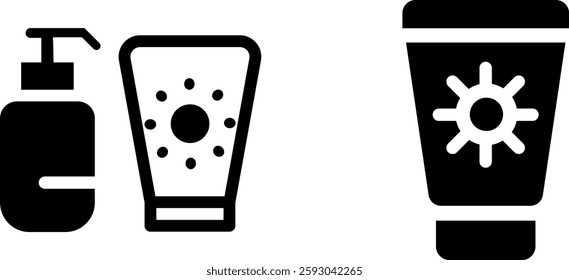 "Sunscreen Icon Design Symbol Set for Sun Protection"