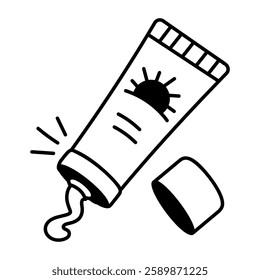 Sunscreen icon in doodle style 
