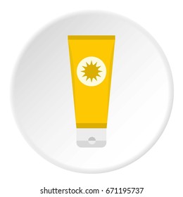 Sunscreen icon in flat circle isolated vector illustration for web