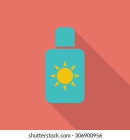 Sunscreen icon. Flat vector related icon with long shadow for web and mobile applications. It can be used as - logo, pictogram, icon, infographic element. Vector Illustration.