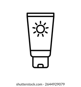 Sunscreen icon in the form of lotion in packaging