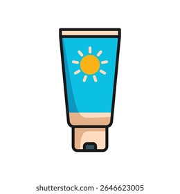 Sunscreen icon in the form of lotion in packaging