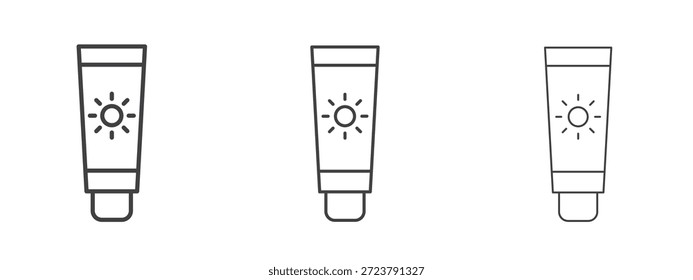 Icono de protector solar en estilo doodle de arte de línea. Signo de contorno de trazo editable, eps 10