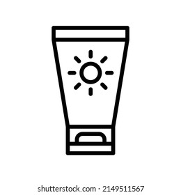 Sunscreen Icon. Line Art Style Design Isolated On White Background