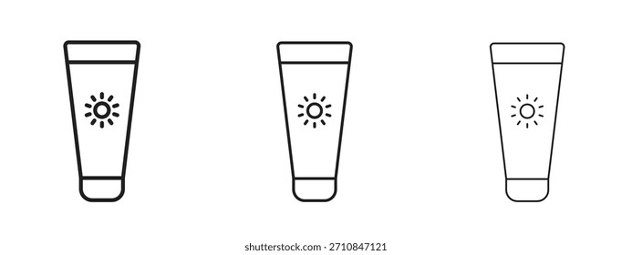 Icono de protector solar con estilo de contorno, diseños de Ilustración vectorial