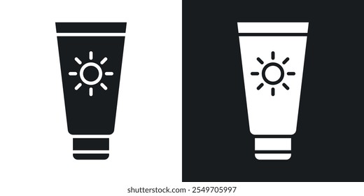 Sunscreen icon pack in black color.