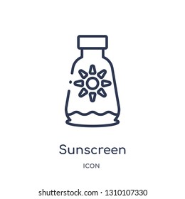 sunscreen icon from summer outline collection. Thin line sunscreen icon isolated on white background.