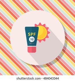 Sunscreen icon, Vector flat long shadow design. Transport concept.