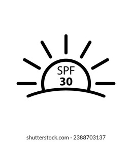 Icono de pantalla solar vector spf 30 icono protección solar crema cosmética Protección de la piel
