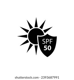 Sunscreen icon vector spf 50 icon sun protection cosmetic cream Skin Protection