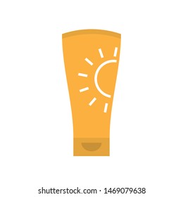 Sunscreen isolated. Orange spf cream icon. Vectra illustration.