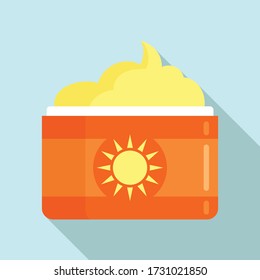 Sunscreen jar cream icon. Flat illustration of sunscreen jar cream vector icon for web design